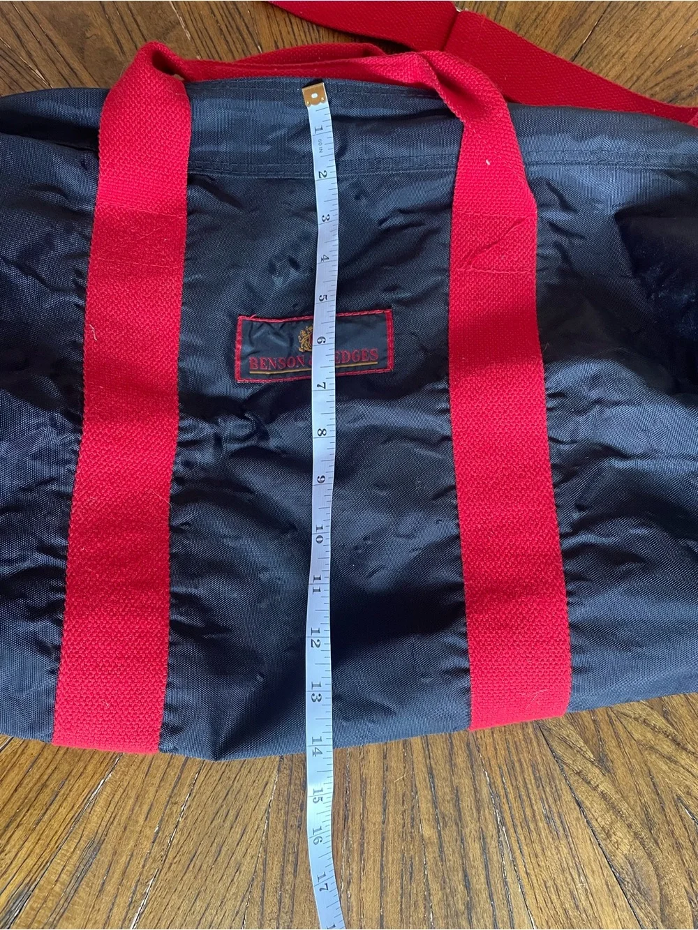 Vintage Benson & Hedges Black Duffel Bag with Red Straps